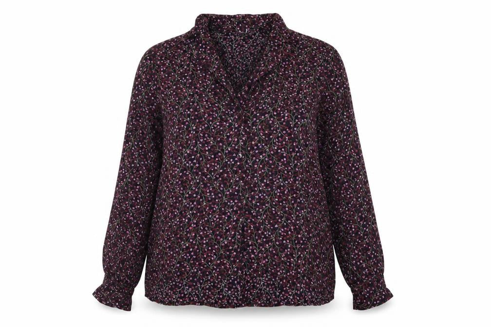 Holmewood Womens Blue Floral Viscose Basic Button-Up Size 16 Collared