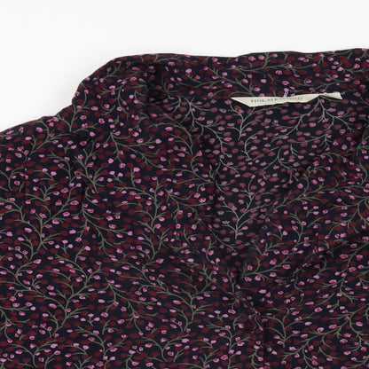 Holmewood Womens Blue Floral Viscose Basic Button-Up Size 16 Collared