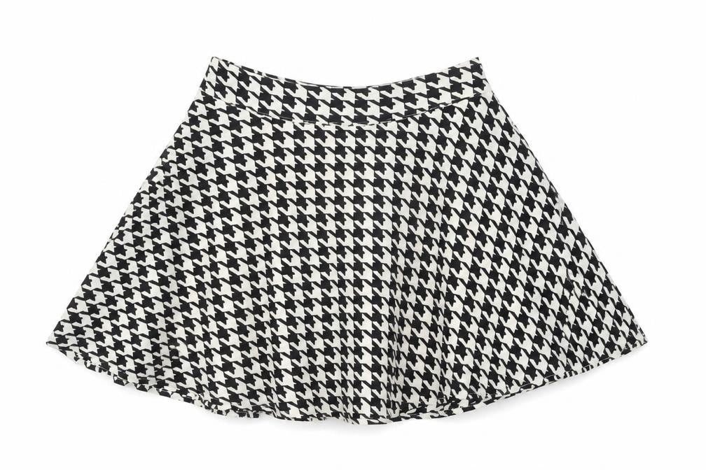 FOREVER 21 Womens White Geometric Polyester Mini Skirt Size S Zip - Houndstooth