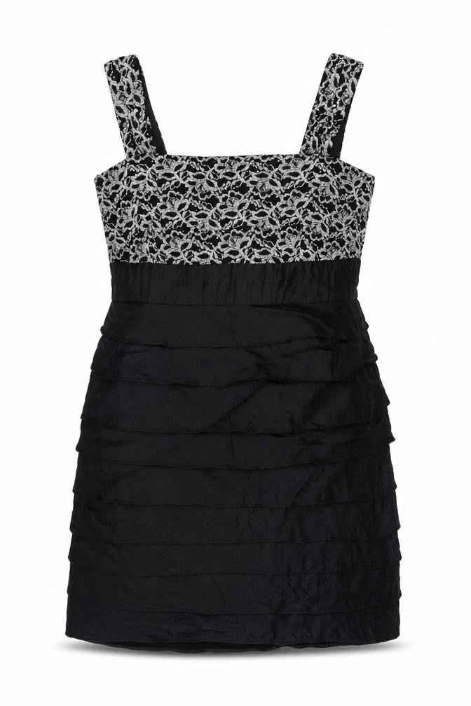 R&M Richards Womens Black Geometric Polyester Mini Size 18 Square Neck Zip