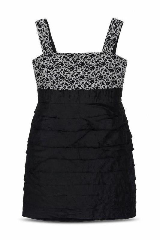 R&M Richards Womens Black Geometric Polyester Mini Size 18 Square Neck Zip