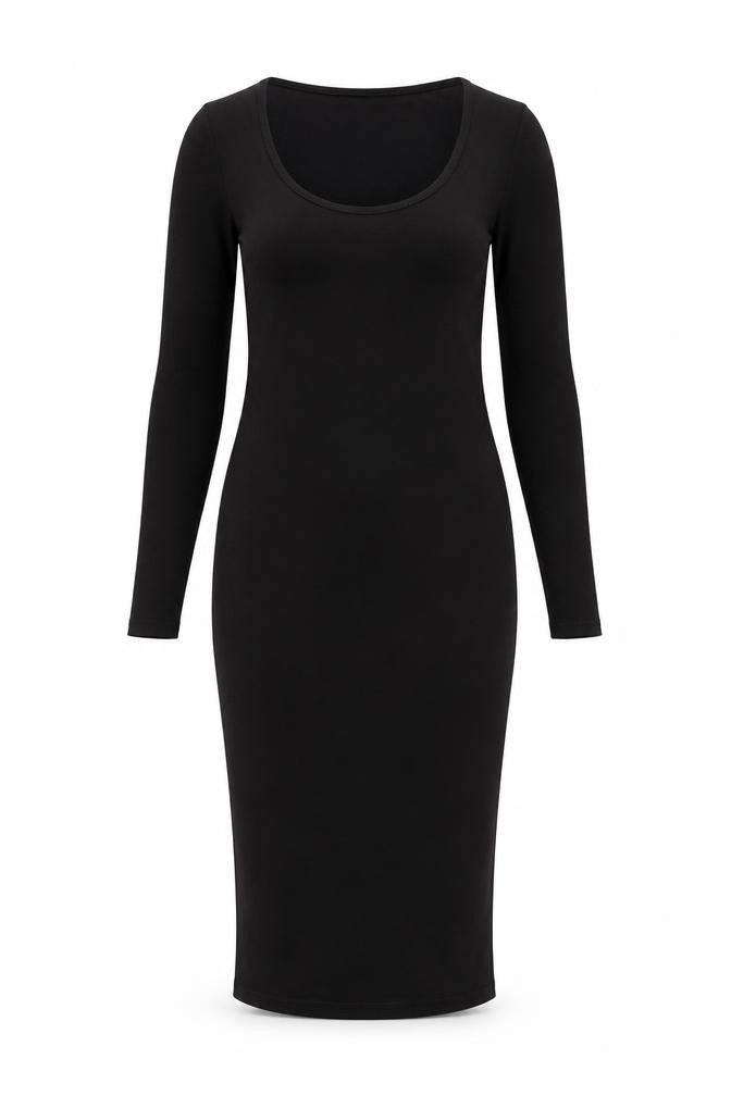 PRETTYLITTLETHING Womens Black Polyester Bodycon Size 10 Scoop Neck Pullover