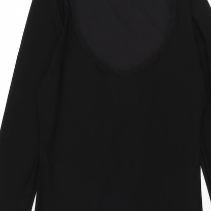 PRETTYLITTLETHING Womens Black Polyester Bodycon Size 10 Scoop Neck Pullover