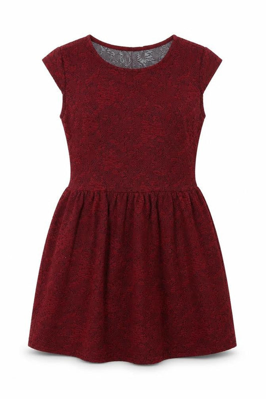 Topshop Womens Red Floral Polyester Skater Dress Size 8 Round Neck Pullover