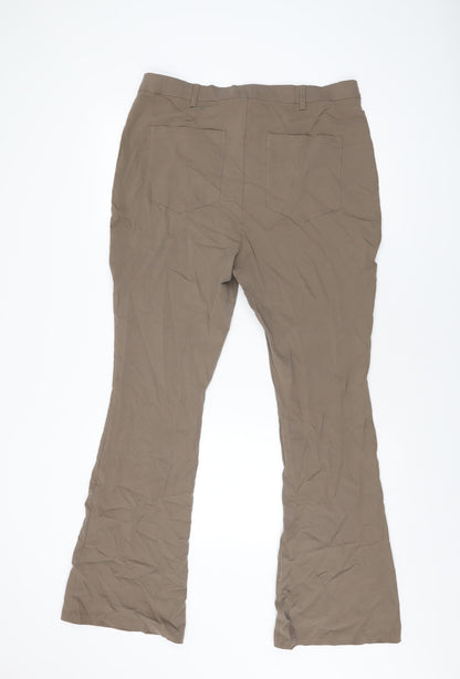 Topshop Womens Brown Viscose Trousers Size 18 L31 in Regular Zip