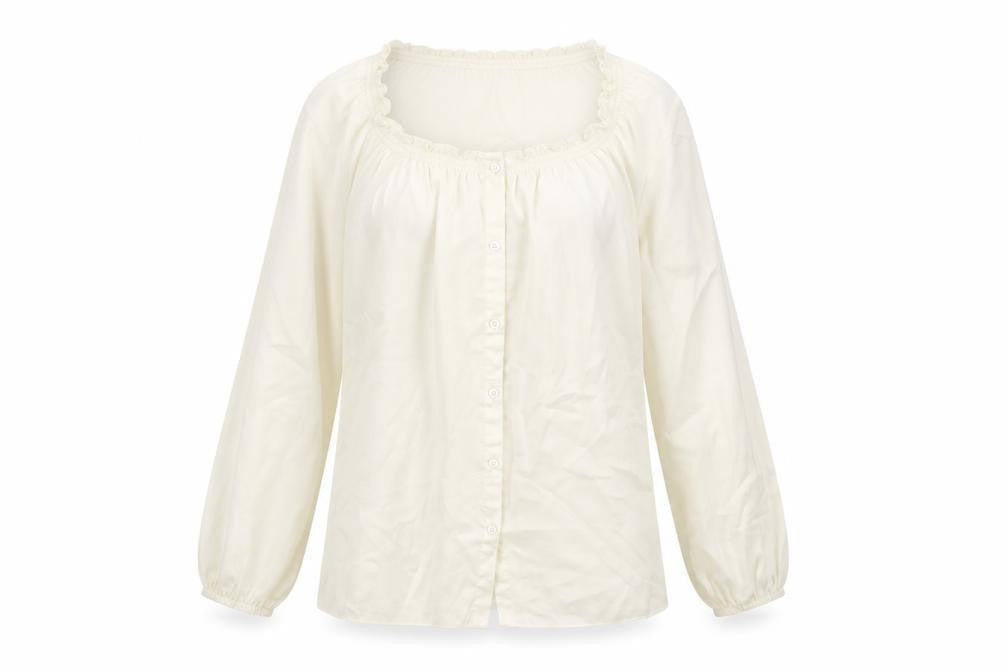 Kenneth Cole Womens Ivory Polyester Basic Button-Up Size S Scoop Neck