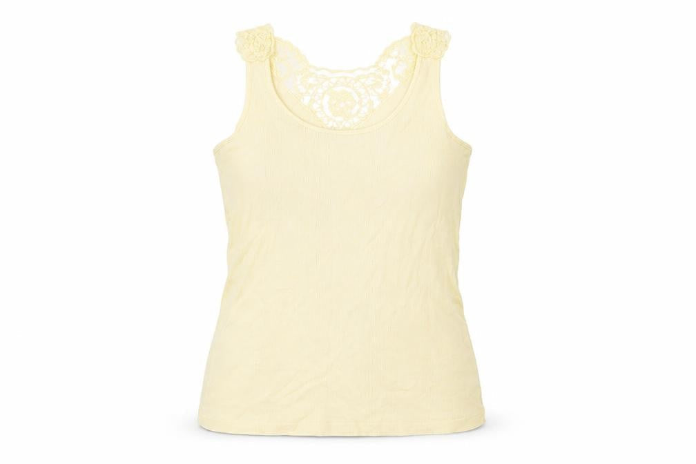 Oasis Womens Yellow Cotton Basic Tank Size M Scoop Neck