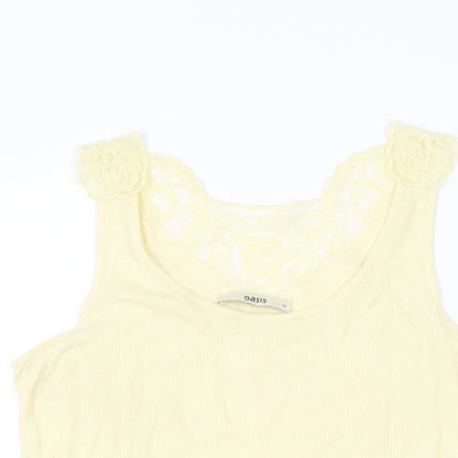 Oasis Womens Yellow Cotton Basic Tank Size M Scoop Neck
