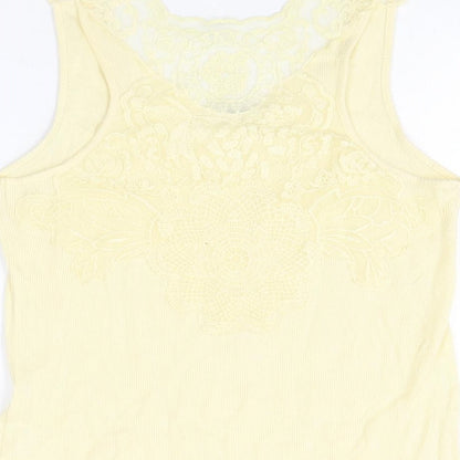 Oasis Womens Yellow Cotton Basic Tank Size M Scoop Neck