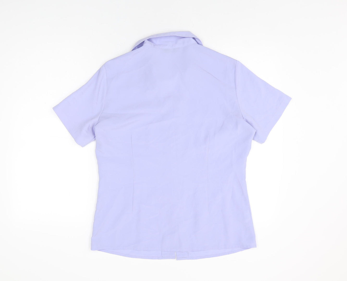 AMARANTO Womens Purple Polyester Basic Button-Up Size 14 Collared