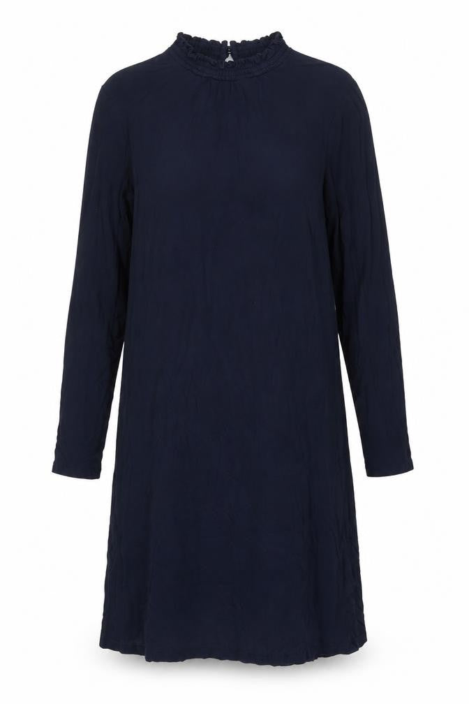 Marks & Spencer Womens Blue Viscose Shift Size 12 High Neck Button