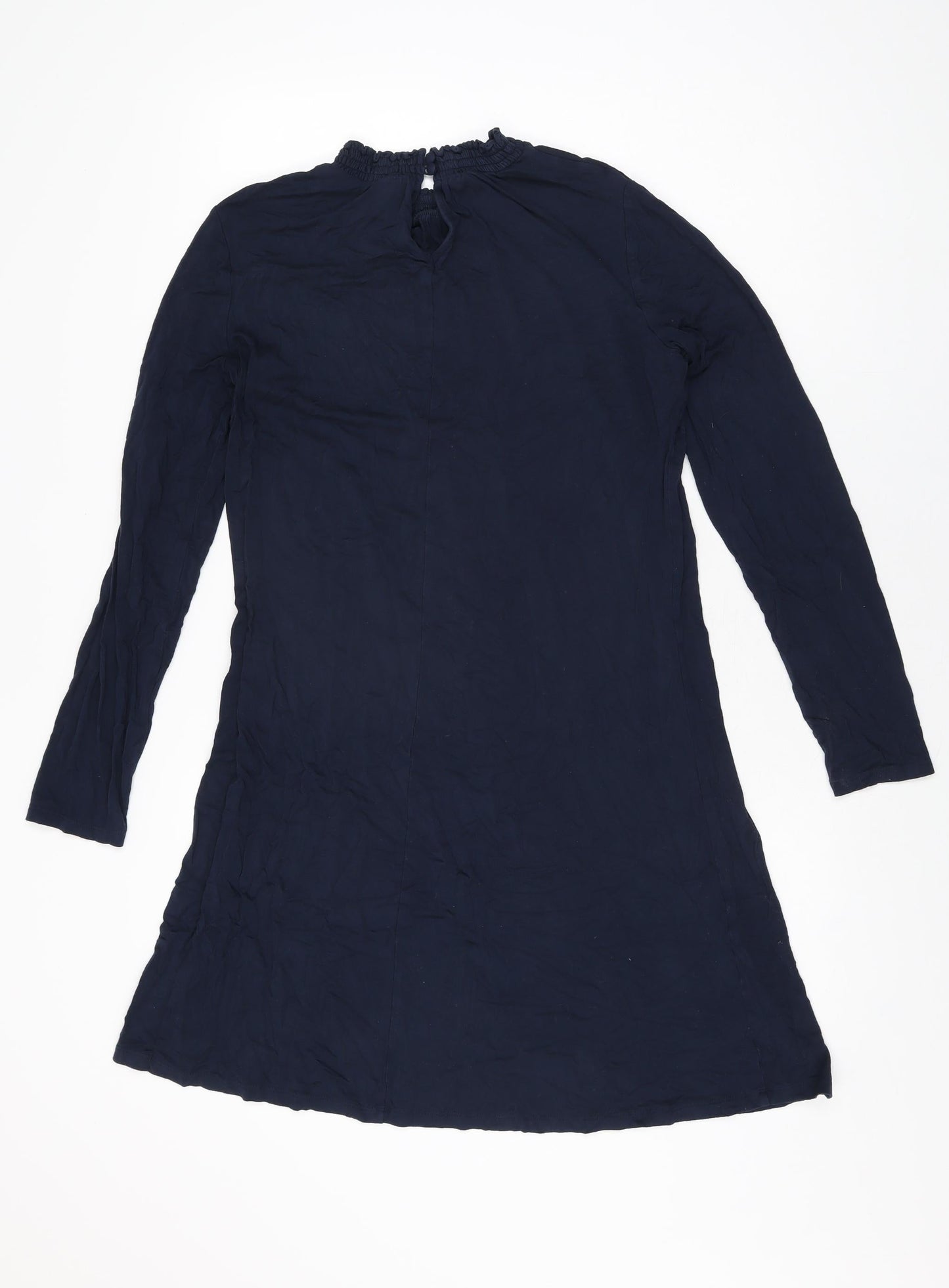 Marks and Spencer Womens Blue Viscose Shift Size 12 High Neck Button