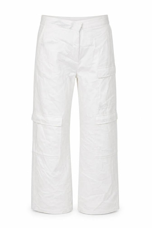 COLLUSION Womens White Polyester Cargo Trousers Size 6 L27 in Regular Zip