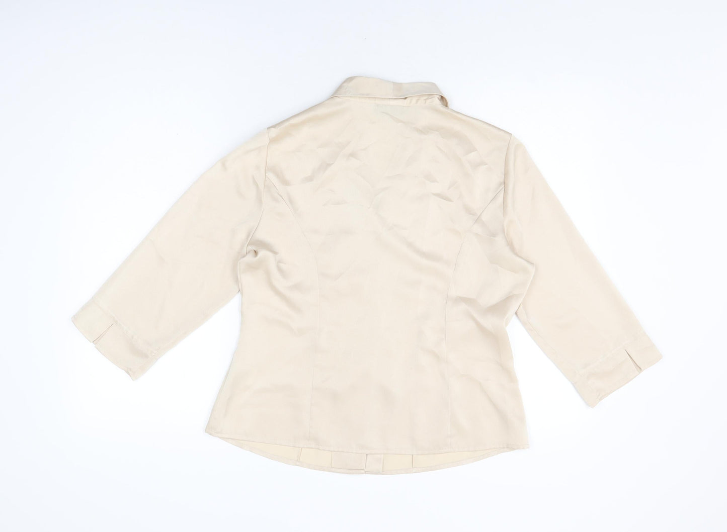 Alex & Co Womens Ivory Polyester Basic Button-Up Size 14 Collared