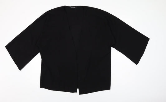 Boohoo Womens Black Polyester Kimono T-Shirt Size 10 V-Neck