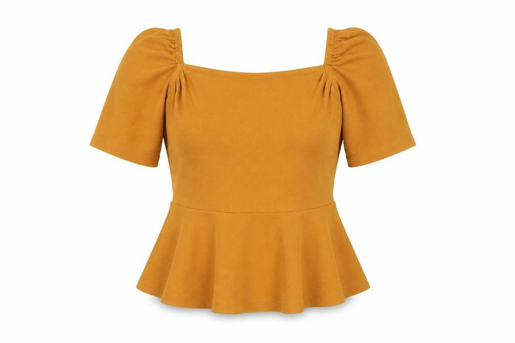 Zuvino Womens Yellow Polyester Basic T-Shirt Size M Square Neck