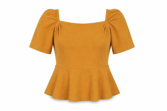 Zuvino Womens Yellow Polyester Basic T-Shirt Size M Square Neck