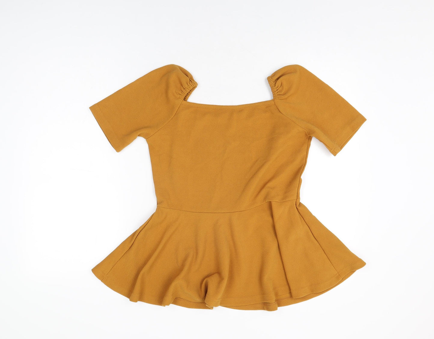 Zuvino Womens Yellow Polyester Basic T-Shirt Size M Square Neck