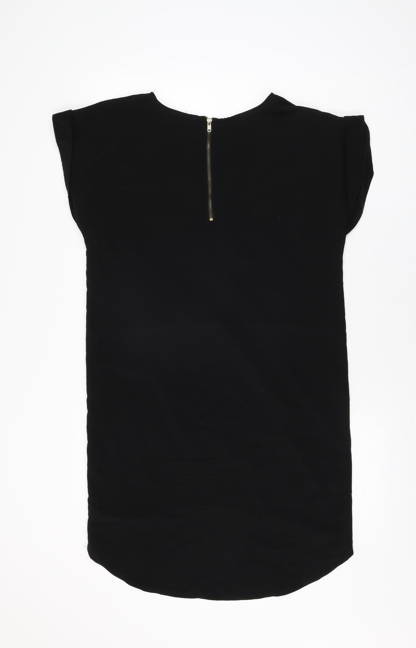 River Island Womens Black Polyester Shift Size 8 Round Neck Zip