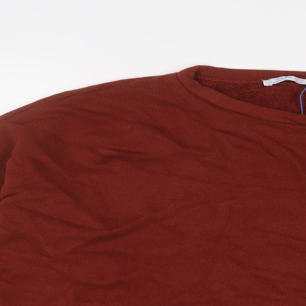 Zara Womens Brown Cotton Pullover Sweatshirt Size L Pullover