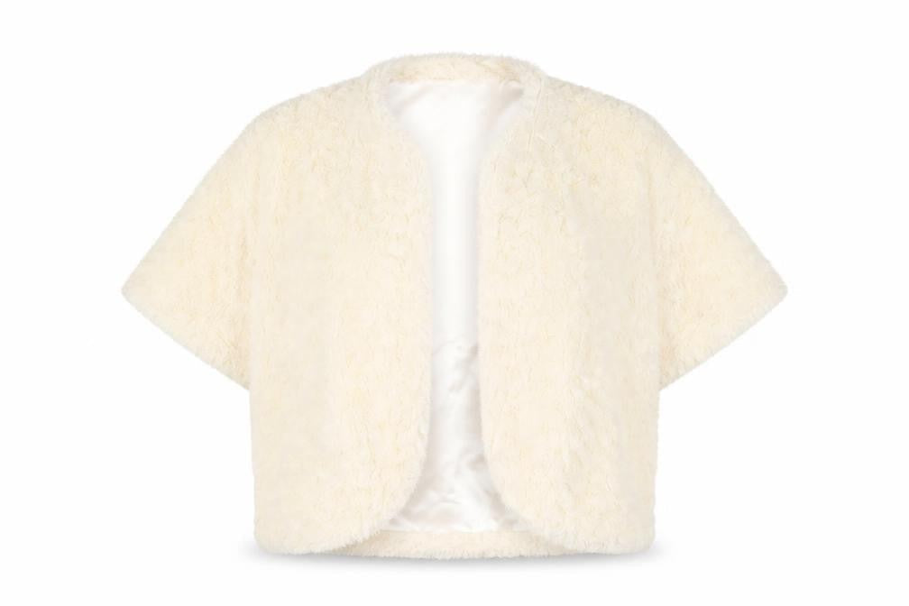 John Lewis Womens Ivory Polyester Cropped Blouse Size L V-Neck - Open