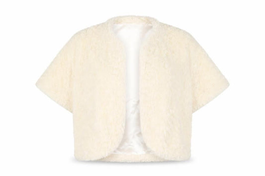 John Lewis Womens Ivory Polyester Cropped Blouse Size L V-Neck - Open