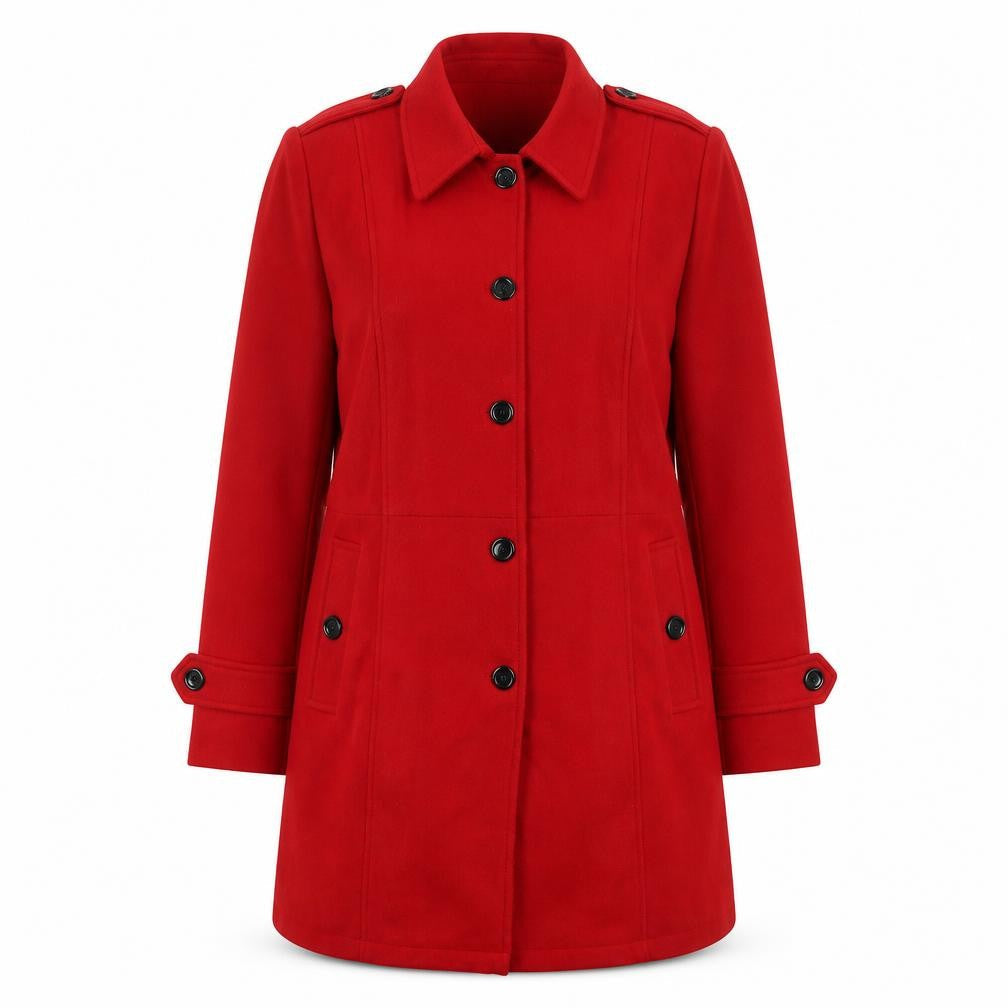The Wool Makers Womens Red Overcoat Coat Size L Button
