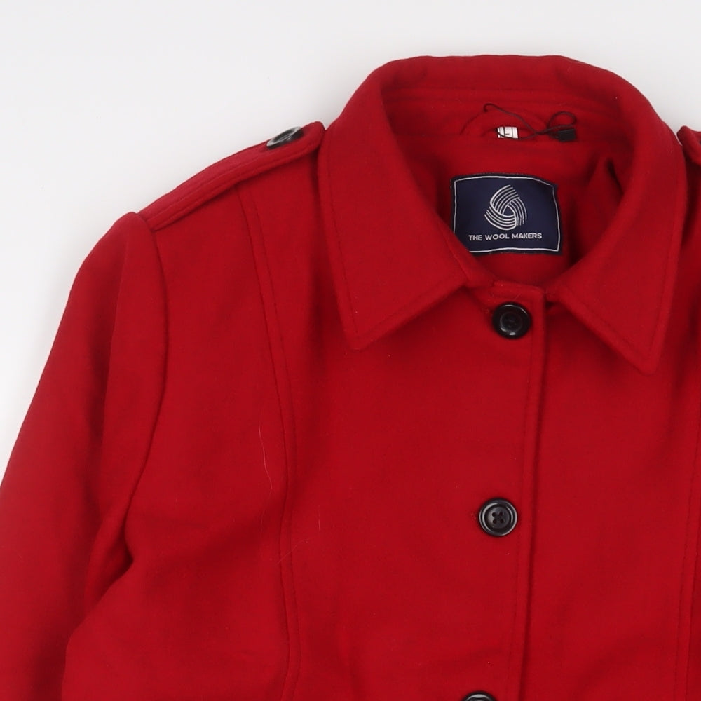 The Wool Makers Womens Red Overcoat Coat Size L Button