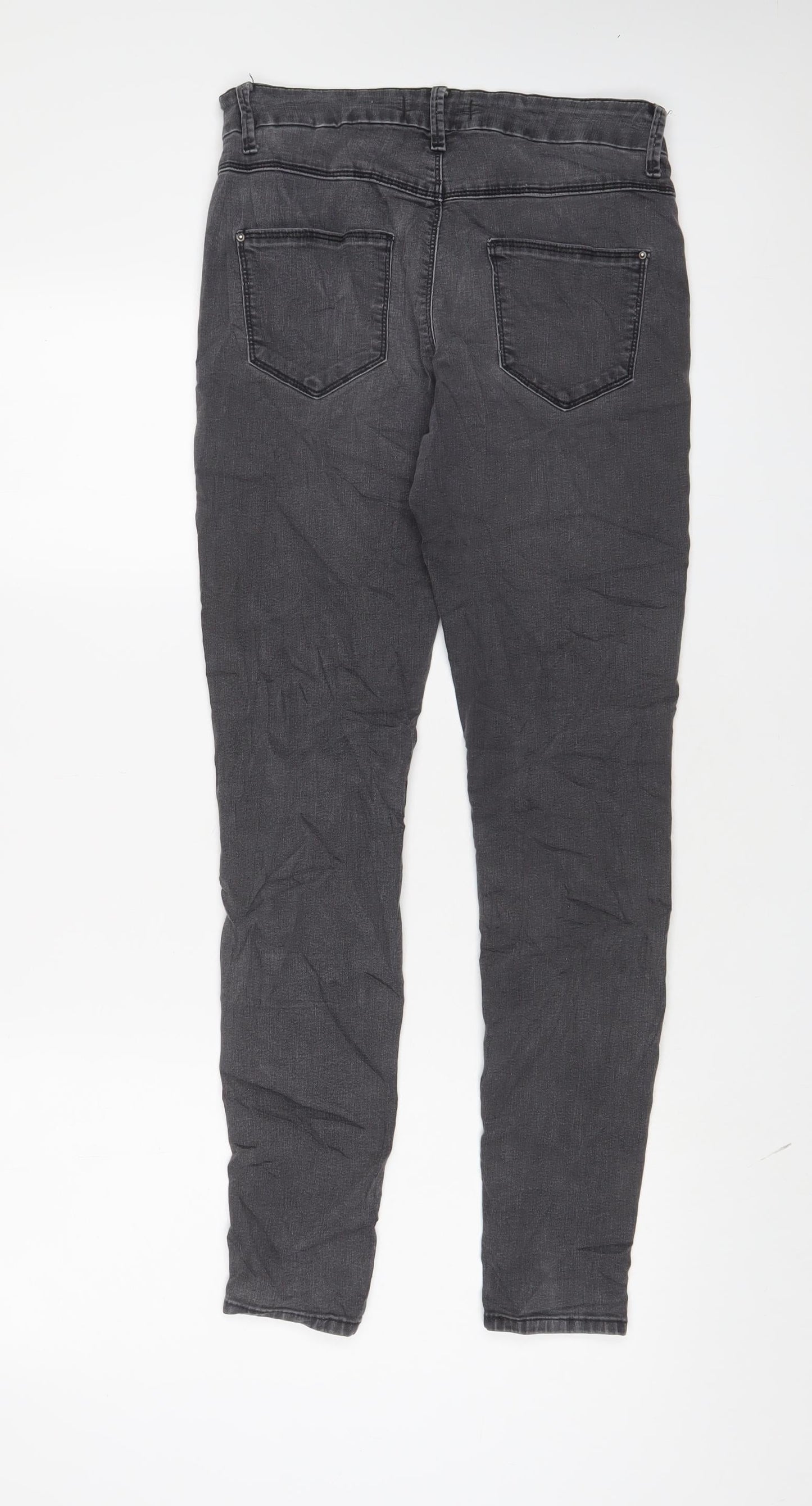 Marks and Spencer Womens Grey Cotton Skinny Jeans Size 8 L29 in Regular Zip