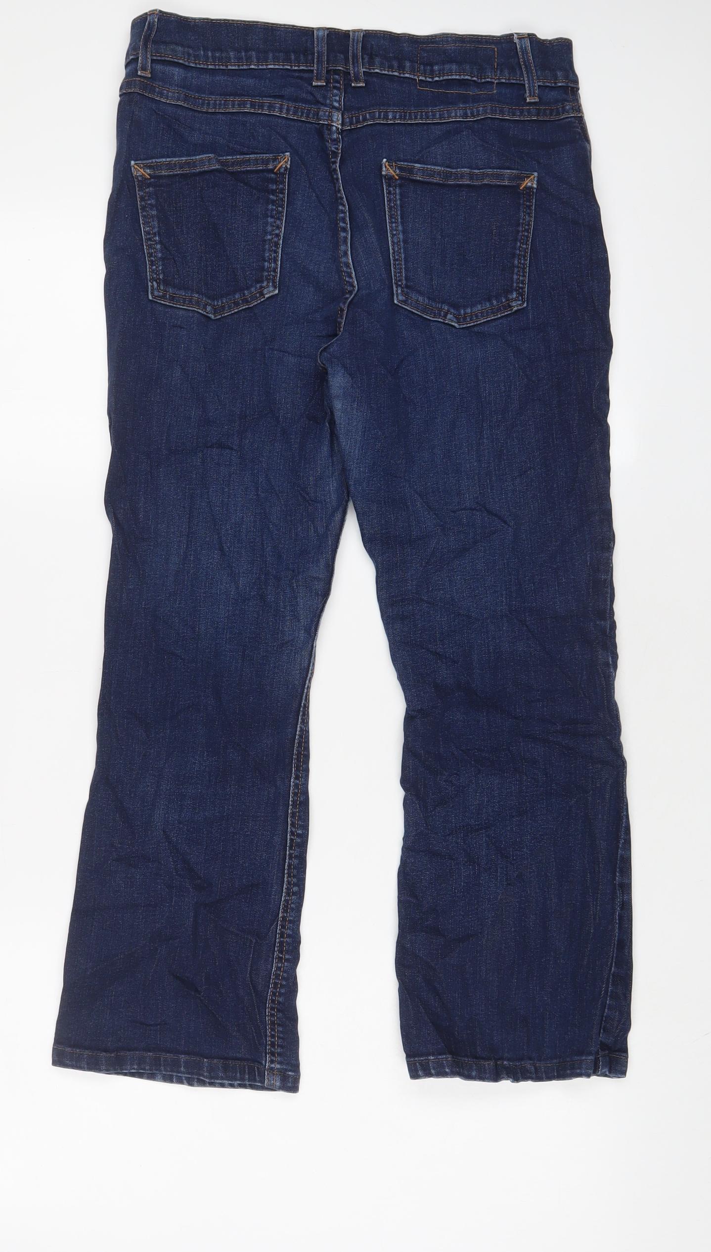 Marks and Spencer Womens Blue Cotton Bootcut Jeans Size 12 L25 in Regular Zip