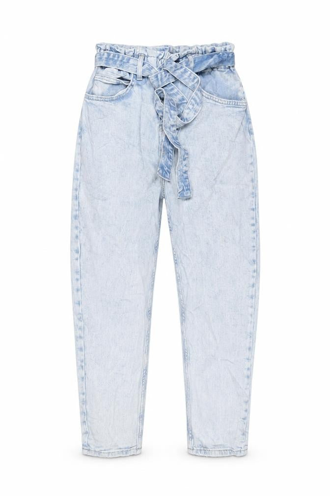In the Style Womens Blue Cotton Straight Jeans Size 8 L25 in Regular Zip - Belted