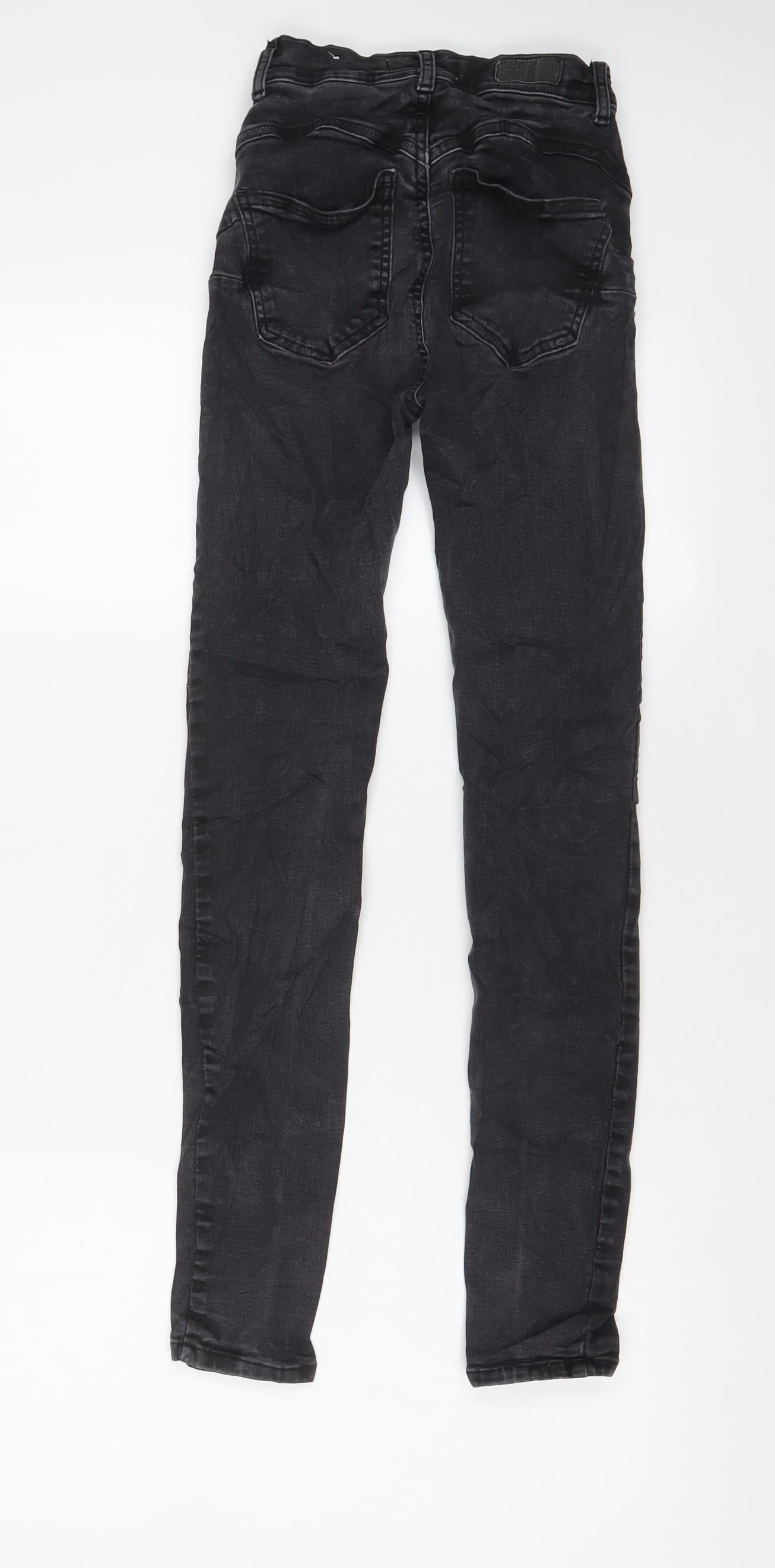 Pull&Bear Womens Grey Cotton Skinny Jeans Size 4 L26 in Regular Zip