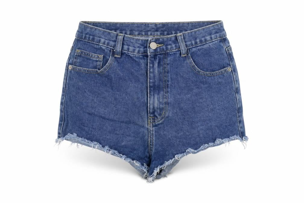PRETTYLITTLETHING Womens Blue Cotton Hot Pants Shorts Size 10 L3 in Regular Button