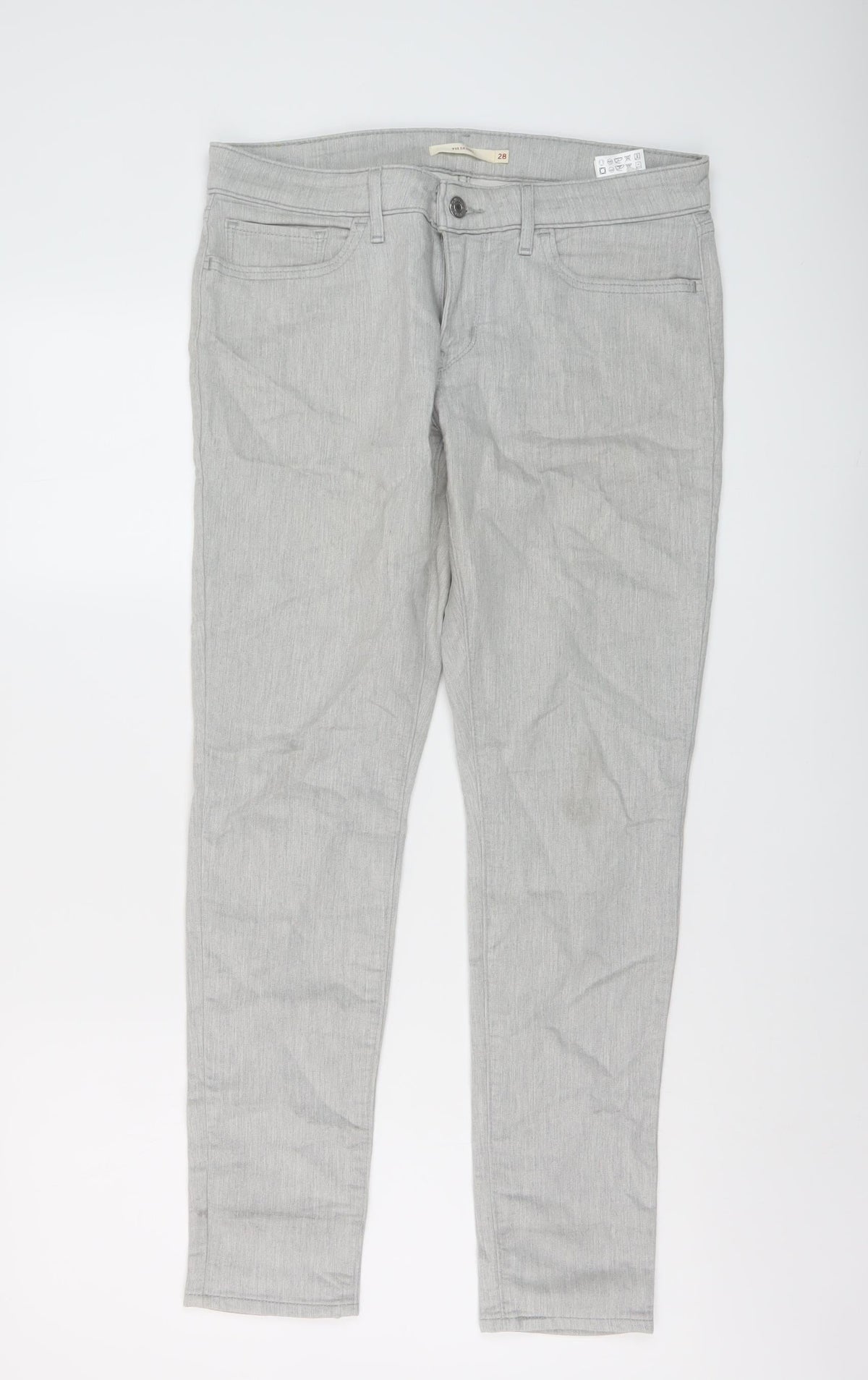 Levi's Womens Grey Cotton Skinny Jeans Size 28 in L29 in Regular Button