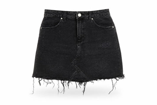 Miss Selfridge Womens Black Cotton Mini Skirt Size 10 Button