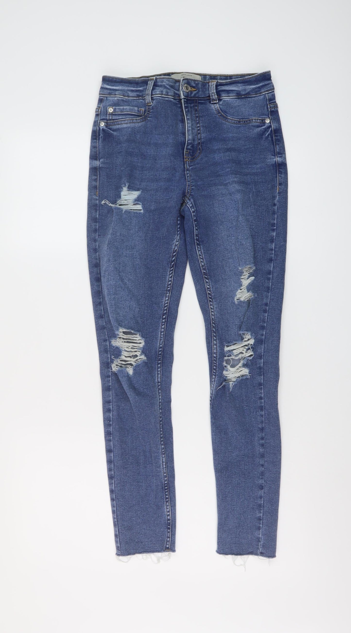 New Look Womens Blue Cotton Skinny Jeans Size 8 L27 in Regular Button