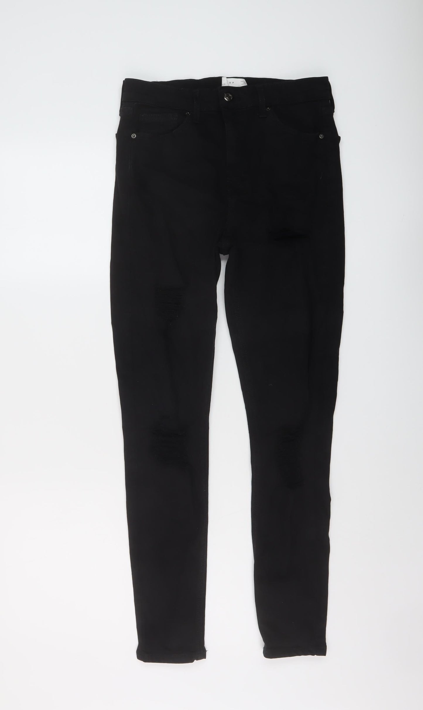 Topshop Womens Black Cotton Skinny Jeans Size 30 in L30 in Regular Button