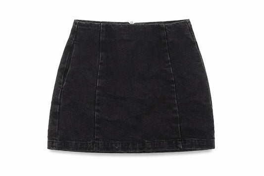 Topshop Womens Grey Cotton Mini Skirt Size 8 Zip