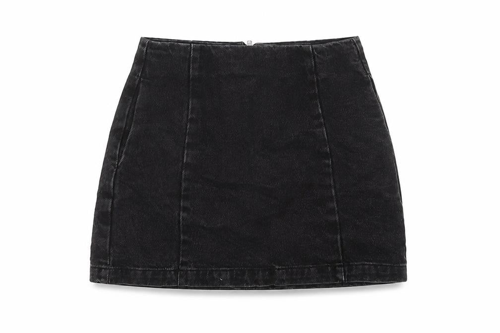 Topshop Womens Grey Cotton Mini Skirt Size 8 Zip