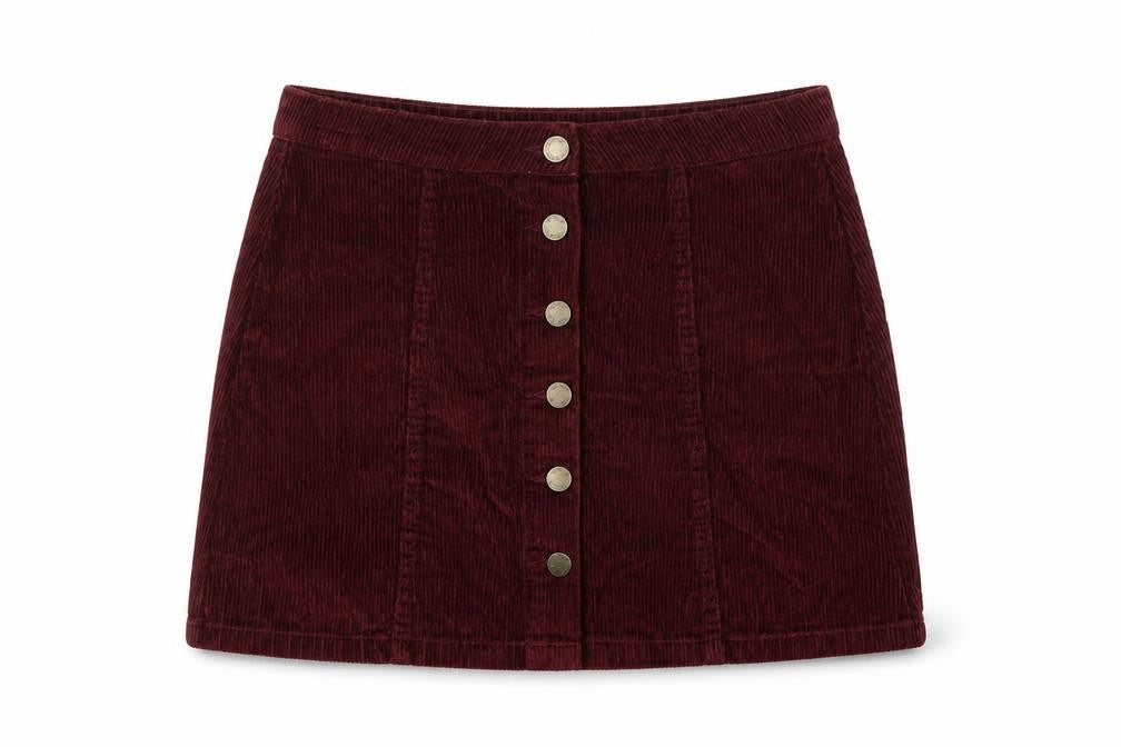 Denim & Co. Womens Red Cotton Mini Skirt Size 12 Button