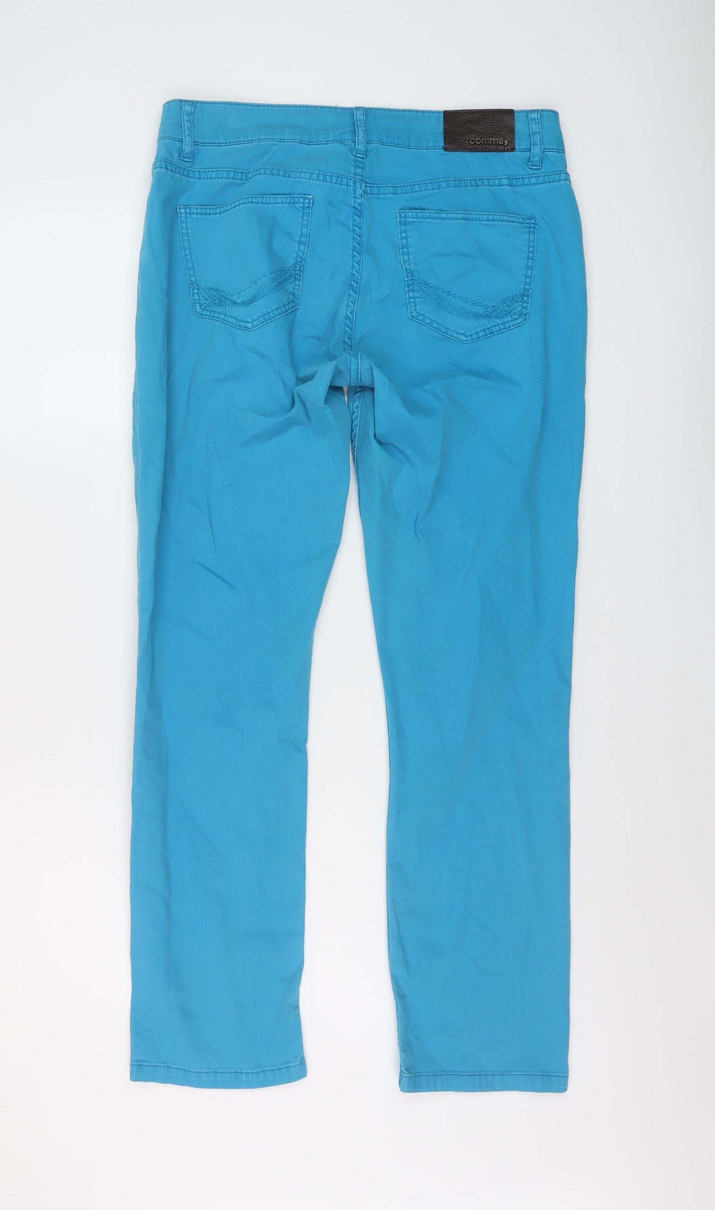 Comma Womens Blue Cotton Straight Jeans Size 10 L28 in Regular Button