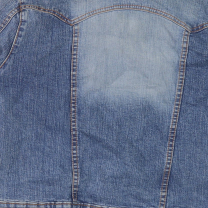 Brand and care label for Denim & Co. women’s blue jacket, size UK 12, button