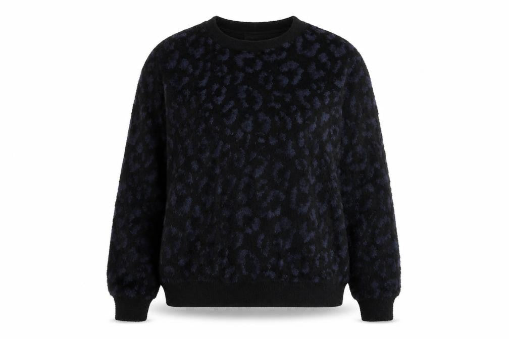 Marks & Spencer Womens Black Round Neck Animal Print Polyamide Pullover Jumper Size S