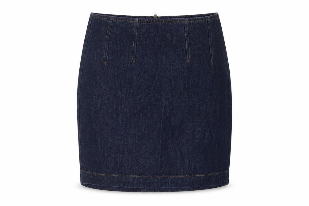 Warehouse Womens Blue Cotton Mini Skirt Size 10 Zip
