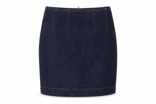 Warehouse Womens Blue Cotton Mini Skirt Size 10 Zip