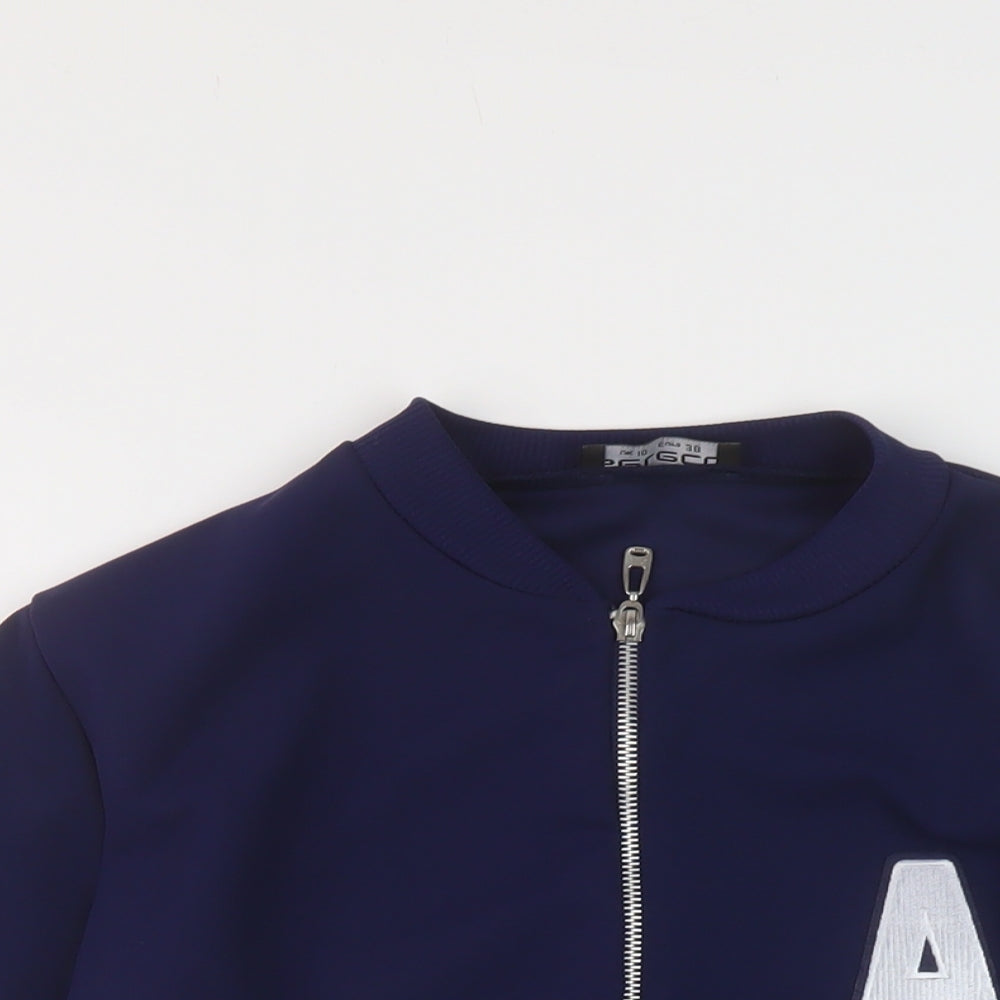 Select Womens Blue Bomber Jacket Jacket Size 10 Zip