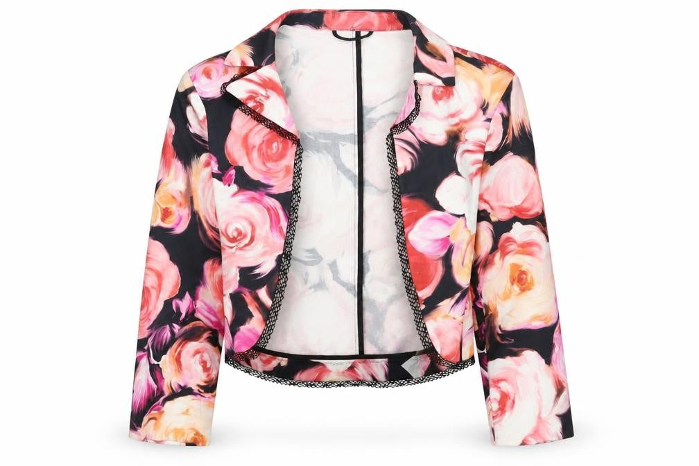 Vera Mont Womens Multicoloured Floral Jacket Size 12 - Lace Trim