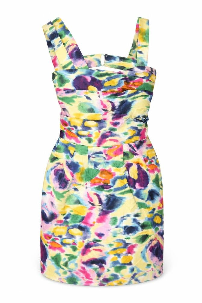 Lipsy Womens Multicoloured Striped Cotton Mini Size 8 Square Neck Zip