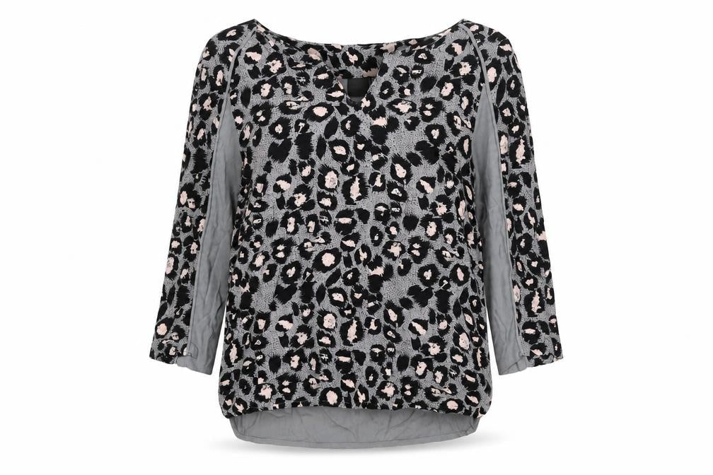 InWear Womens Grey Viscose Basic Blouse Size 14 V-Neck - Leopard Print