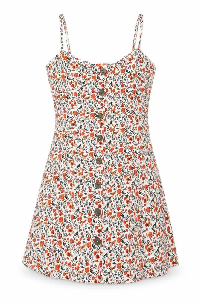 ASOS Womens Multicoloured Floral Cotton Mini Size 14 Scoop Neck Button